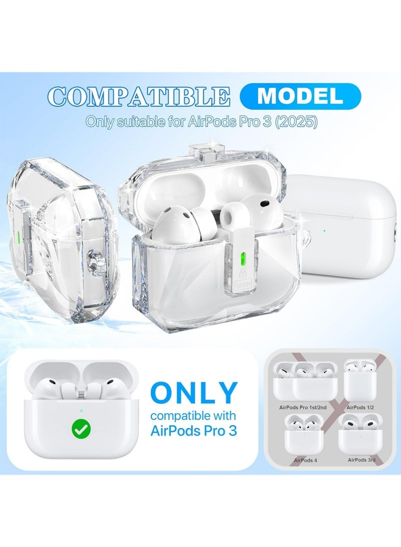 بولوز غطاء AirPods Pro 3 Case (2025) مع مجموعة تنظيف ، شفاف غير أصفر مقاوم للصدمات من الدرجة العسكرية ، تصميم غطاء منبثق تلقائي لحالة AirPods Pro من الجيل الثالث ، أبيض واضح - Image 2