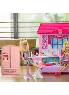 Civaner Dollhouse Refrigerator Mini Fridge Toy With Mini Food Set Dollhouse Kitchen Furniture Food Toys Dollhouse Miniatures Kitchen Decorations Bottles Fruits Desserts For Children (Lovely Style, 17 Pieces)  - Image 5