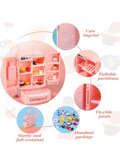 Civaner Dollhouse Refrigerator Mini Fridge Toy With Mini Food Set Dollhouse Kitchen Furniture Food Toys Dollhouse Miniatures Kitchen Decorations Bottles Fruits Desserts For Children (Lovely Style, 17 Pieces)  - Image 3