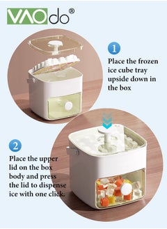 VAOdo Ice Cube Tray with Lid and Handle Bin 2 Pack Silicone Plastic Ice Cube Trays Ice Trays with Ice Container Stackable Ice Tray with Storage Ice Bucket Kits Ice Tong Ice Scoop  - Image 2