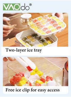 VAOdo Ice Cube Tray with Lid and Handle Bin 2 Pack Silicone Plastic Ice Cube Trays Ice Trays with Ice Container Stackable Ice Tray with Storage Ice Bucket Kits Ice Tong Ice Scoop  - Image 3