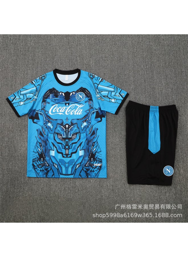 2526 Short-sleeved Naples Light Blue [camouflage Style] Football Jersey - Image 1