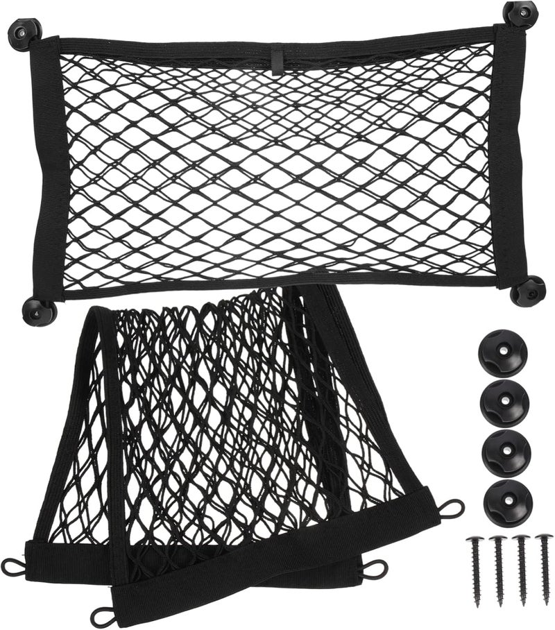 2pcs Car Trunk Storage Nets Elastic Cargo Net Organizers Hooks for Efficient Cargo Management Suvs and Cars Keep Items Secure and Tidy - Image 1