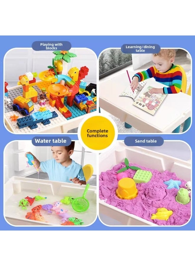 Children's Building Block Table Multi-functional Boys And Girls Early Education Assembly Brain-stimulating Baby 2 Large Particle Toys 3 Years Old-Color:[large Learning Table] +236 DIY Building Blocks + 106 Slides  - Image 3