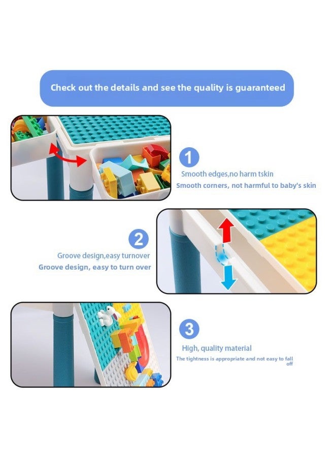Children's Building Block Table Multi-functional Boys And Girls Early Education Assembly Brain-stimulating Baby 2 Large Particle Toys 3 Years Old-Color:[large Learning Table] +236 DIY Building Blocks + 106 Slides  - Image 4