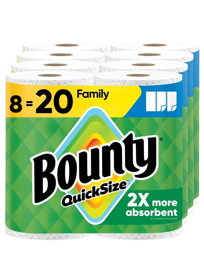 Bounty Quick-Size Paper Towels, White, 8 Family Rolls = 20 Regular Rolls - Image 1
