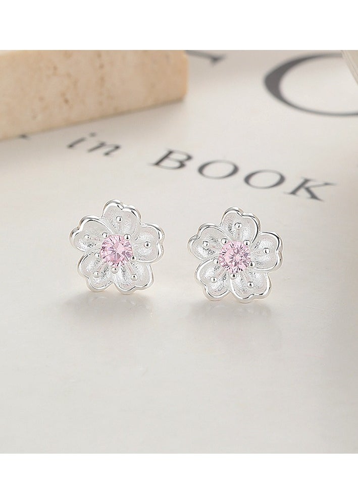 xozgdovg Cherry blossom temperament handmade simple niche design earrings  - Image 1