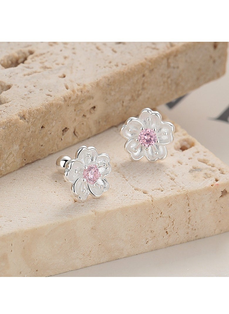 xozgdovg Cherry blossom temperament handmade simple niche design earrings  - Image 2
