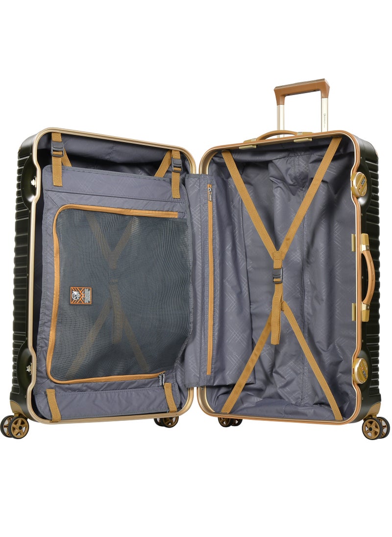 eminent - Hard Case Travel Bags Makrolon Polycarbonate Gold Jetstream Aluminum Frame Luggage Zipper Less Suitcase Extra Corner Protection Double Tsa Lock E9R1 Checked Luggage 24 inch Dark Olive - Image 1