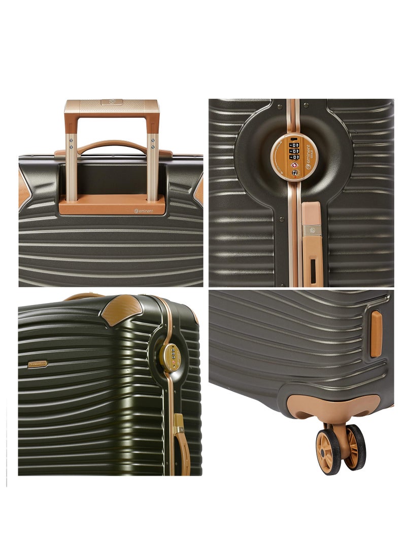 eminent - Hard Case Travel Bags Makrolon Polycarbonate Gold Jetstream Aluminum Frame Luggage Zipper Less Suitcase Extra Corner Protection Double Tsa Lock E9R1 Checked Luggage 24 inch Dark Olive - Image 1