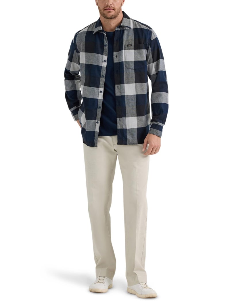 Lee Men's Extreme Motion All Purpose Long Sleeve Worker Shirt, Buffalo Plaid, Small - Image 3