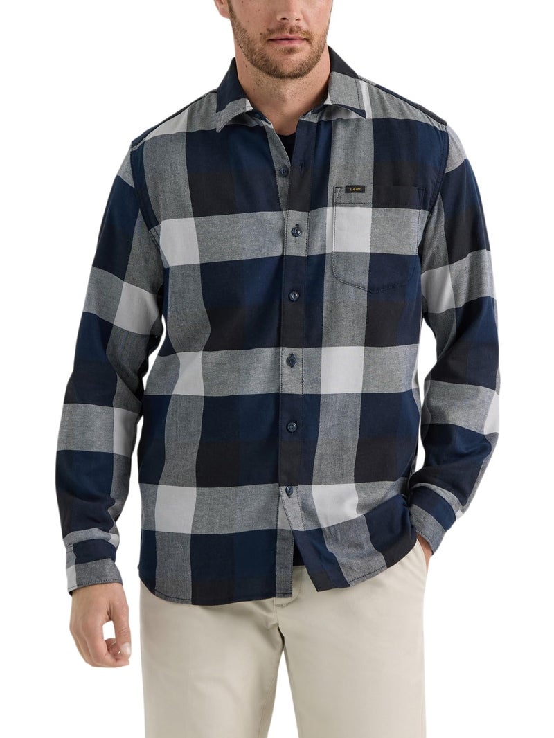 Lee Men's Extreme Motion All Purpose Long Sleeve Worker Shirt, Buffalo Plaid, Small - Image 1