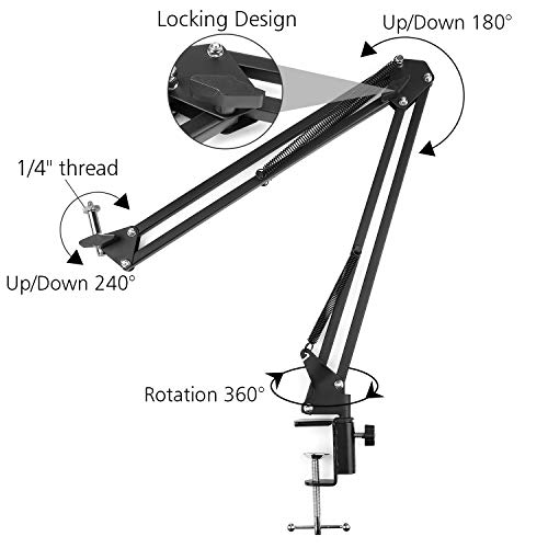 ChromLives Overhead Video Stand Phone Holder Articulating Arm Phone Mount Table Top ChromLives Scissor Boom Arm Articulating Phone Stand Tablet Phone Holder for Streaming Phone Baking Crafting - Image 2