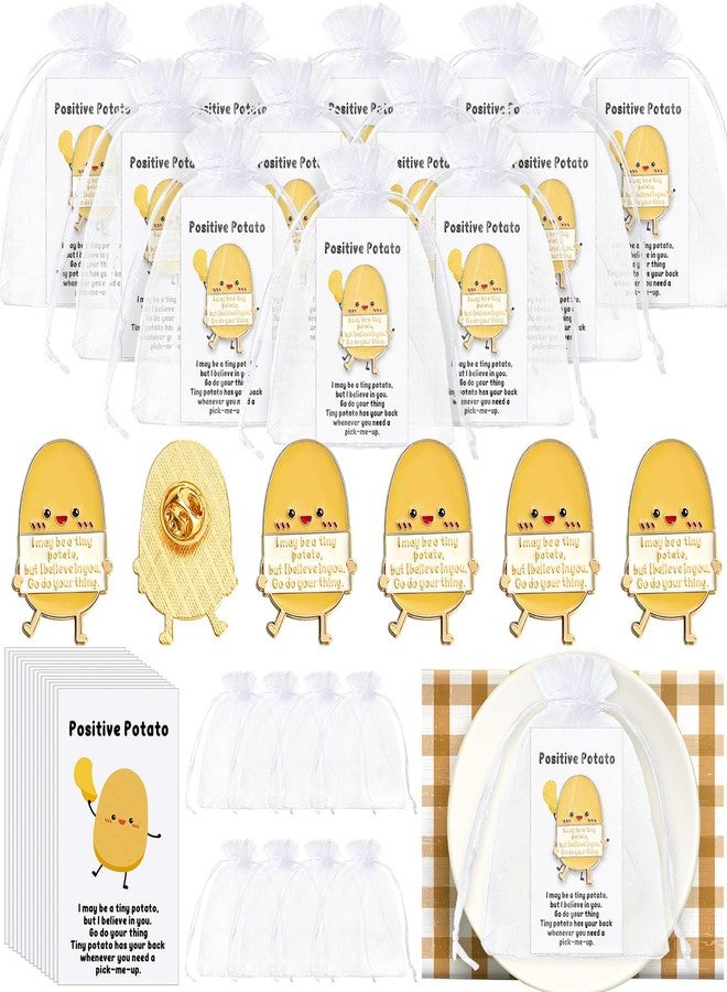 Hotop 30 Set Positive Potato Gifts Bulk Funny Lapel Pin Set Nurse Week Party Favors with Inspirational Card, Organza Bag Positive Emotional Support for Rad Tech Nurse Practitioner Week - Image 1