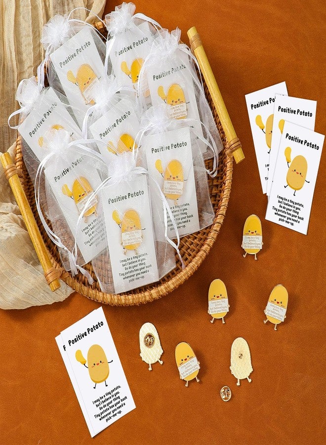 Hotop 30 Set Positive Potato Gifts Bulk Funny Lapel Pin Set Nurse Week Party Favors with Inspirational Card, Organza Bag Positive Emotional Support for Rad Tech Nurse Practitioner Week - Image 4