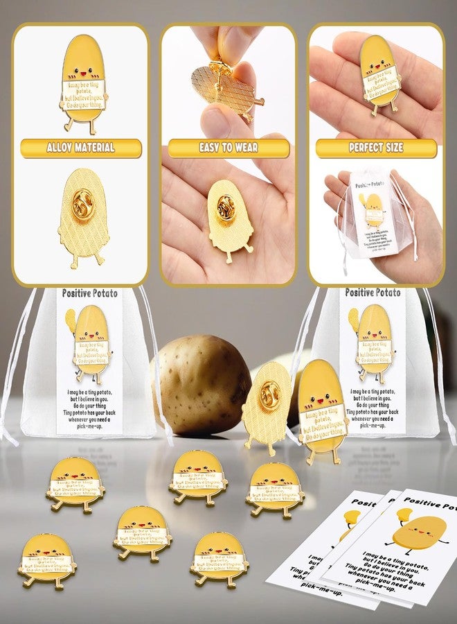 Hotop 30 Set Positive Potato Gifts Bulk Funny Lapel Pin Set Nurse Week Party Favors with Inspirational Card, Organza Bag Positive Emotional Support for Rad Tech Nurse Practitioner Week - Image 3
