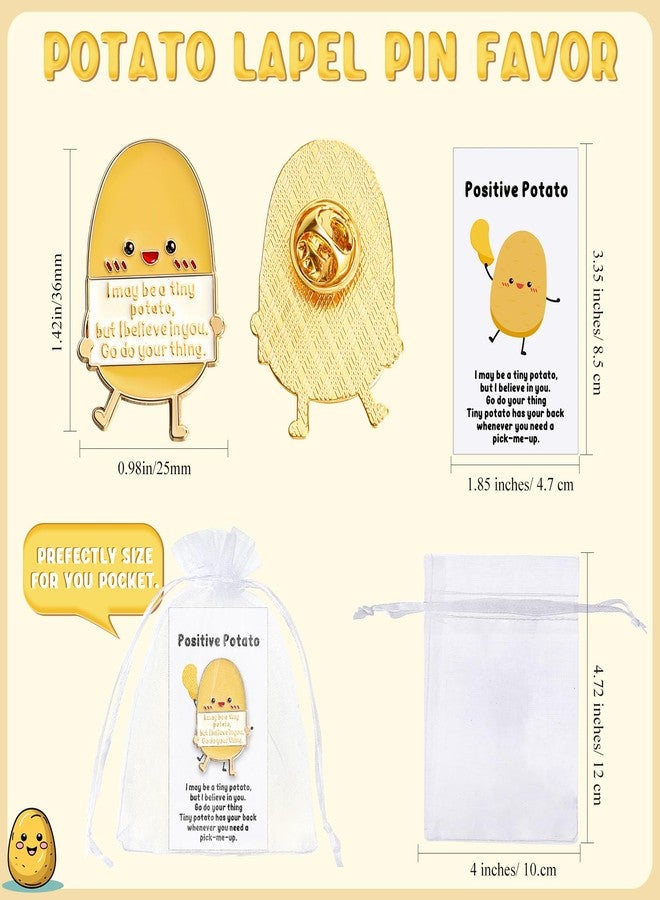 Hotop 30 Set Positive Potato Gifts Bulk Funny Lapel Pin Set Nurse Week Party Favors with Inspirational Card, Organza Bag Positive Emotional Support for Rad Tech Nurse Practitioner Week - Image 2