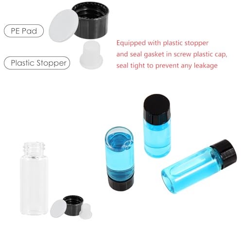 Cadbibe 4ml Clear Glass Vials with Screw Caps and Plastic Stoppers, 1 Dram Small Liquid Sample Vial, Leak-Proof Vial, 12PCS - Image 2