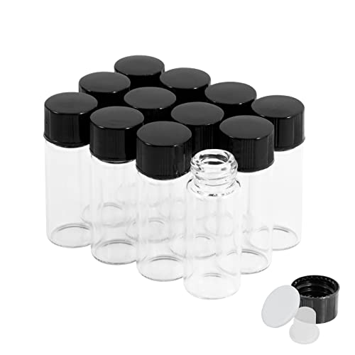 Cadbibe 4ml Clear Glass Vials with Screw Caps and Plastic Stoppers, 1 Dram Small Liquid Sample Vial, Leak-Proof Vial, 12PCS - Image 1