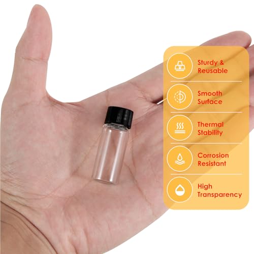Cadbibe 4ml Clear Glass Vials with Screw Caps and Plastic Stoppers, 1 Dram Small Liquid Sample Vial, Leak-Proof Vial, 12PCS - Image 4