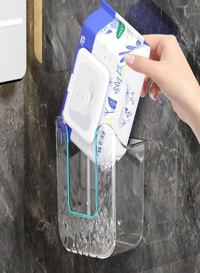 Lusebiy Kitchen Wipes Storage Box, 2024 New Non-Slip Flushable Wipes Holder for Bathroom Toilet, Wall-Mounted Clear Wet Tissue Dispenser Container Box No Punching Refillable Keeps Baby Wipes Fresh Case - Image 3