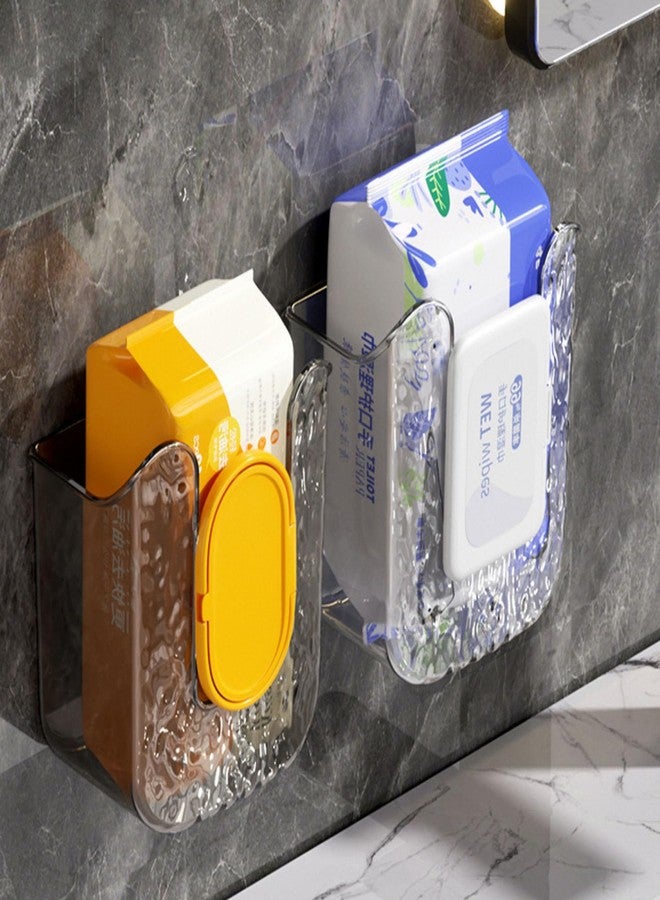 Lusebiy Kitchen Wipes Storage Box, 2024 New Non-Slip Flushable Wipes Holder for Bathroom Toilet, Wall-Mounted Clear Wet Tissue Dispenser Container Box No Punching Refillable Keeps Baby Wipes Fresh Case - Image 2