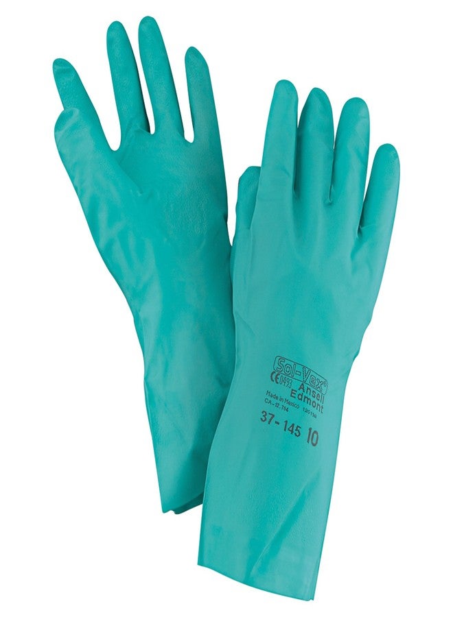 Ansell 37-145-10 Sol-Vex Unsupported Nitrile Gloves, Straight Cuff, Unlined, Size 10, Green (Pack of 12)