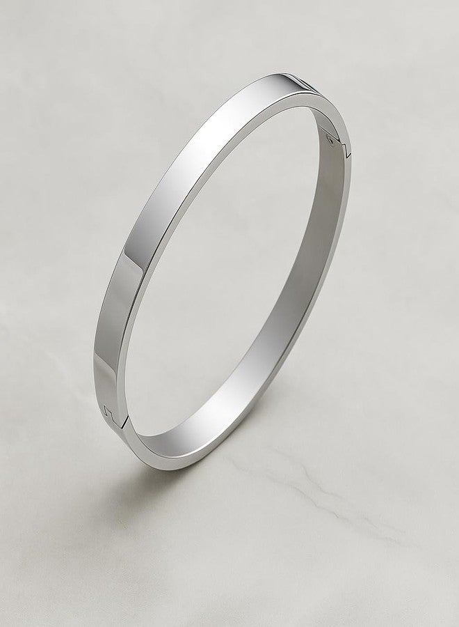 Vientiq Contemporary Silver-Plated Plain Link Magnetic Clasp Bracelet For Men/Boy's (Contemporary_3) - Image 4