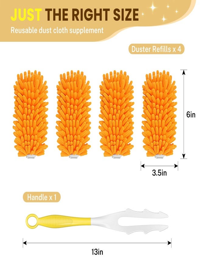 SetSail Dusters for Cleaning Compatible with Swiffer Small Microfiber Duster Refills 4pcs Reusable Duster Refill with 1 Handle Washable Duster Cleaner Kit for Furniture, Car Interior, Blind - Image 2