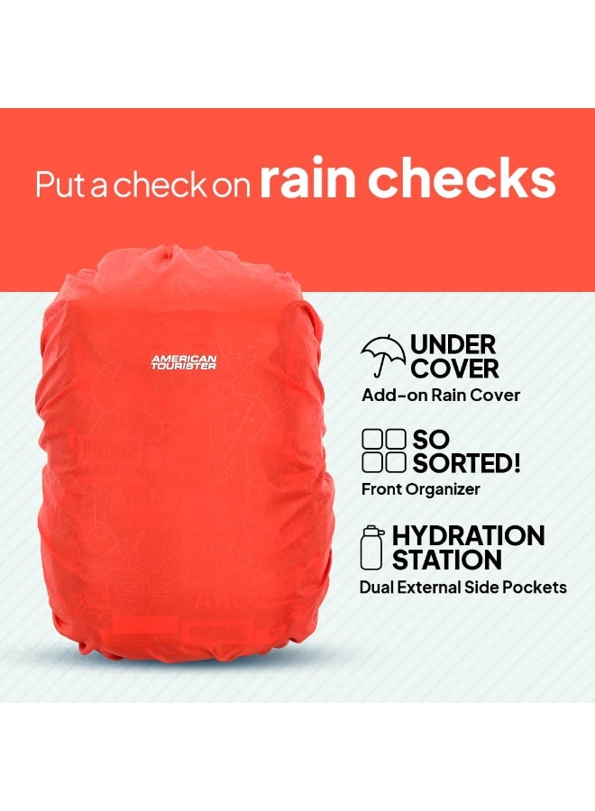 American Tourister Mist (Style 4), 31L Volume 4 Compartment Backpack With An Add-On Rain Cover & Front Organizer, For Unisex - Blue/Orange - Image 5