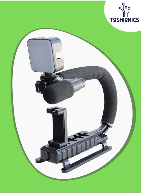 Vlogger Camera Bracket Stabilizer Kit For Vlogging video with LED Studio Light and Microphone