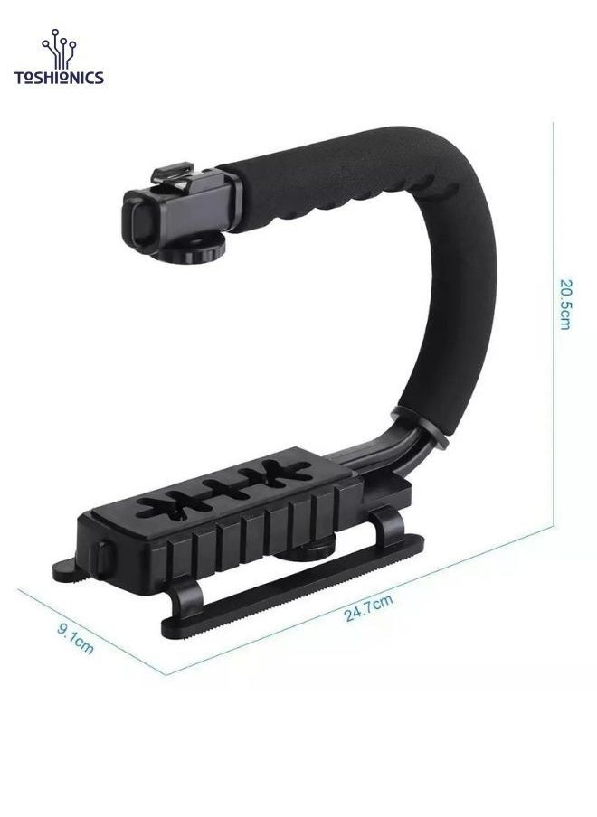 Generic Vlogger Camera Bracket Stabilizer Kit For Vlogging video with LED Studio Light and Microphone  - Image 4