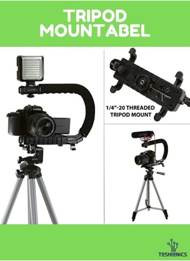 Vlogger Camera Bracket Stabilizer Kit For Vlogging video with LED Studio Light and Microphone