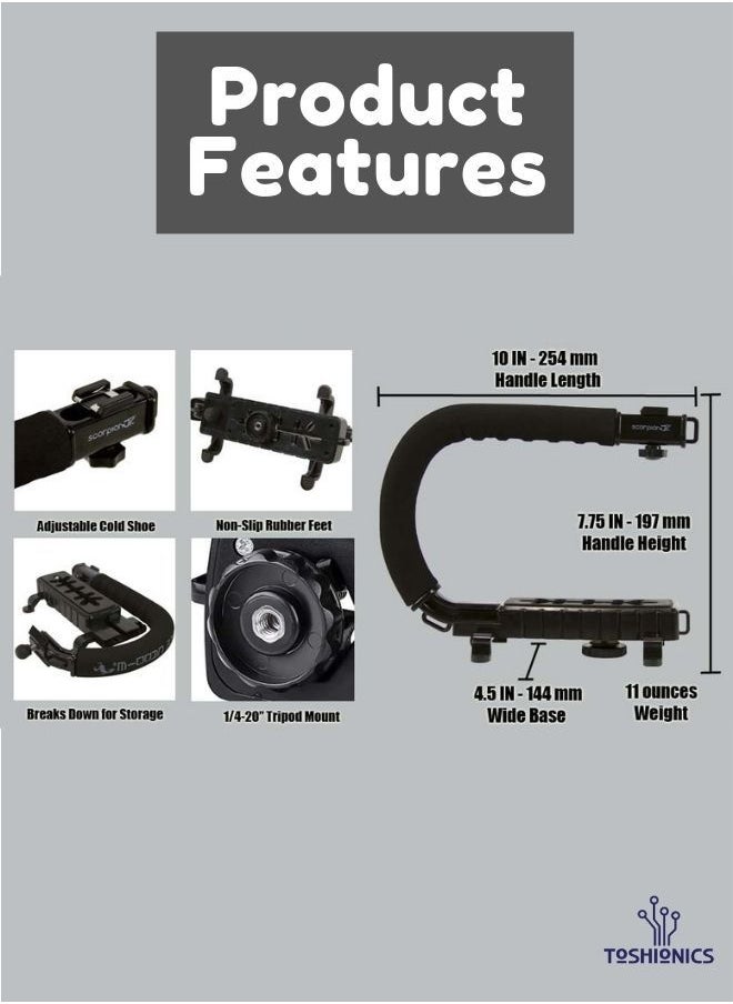 Vlogger Camera Bracket Stabilizer Kit For Vlogging video with LED Studio Light and Microphone