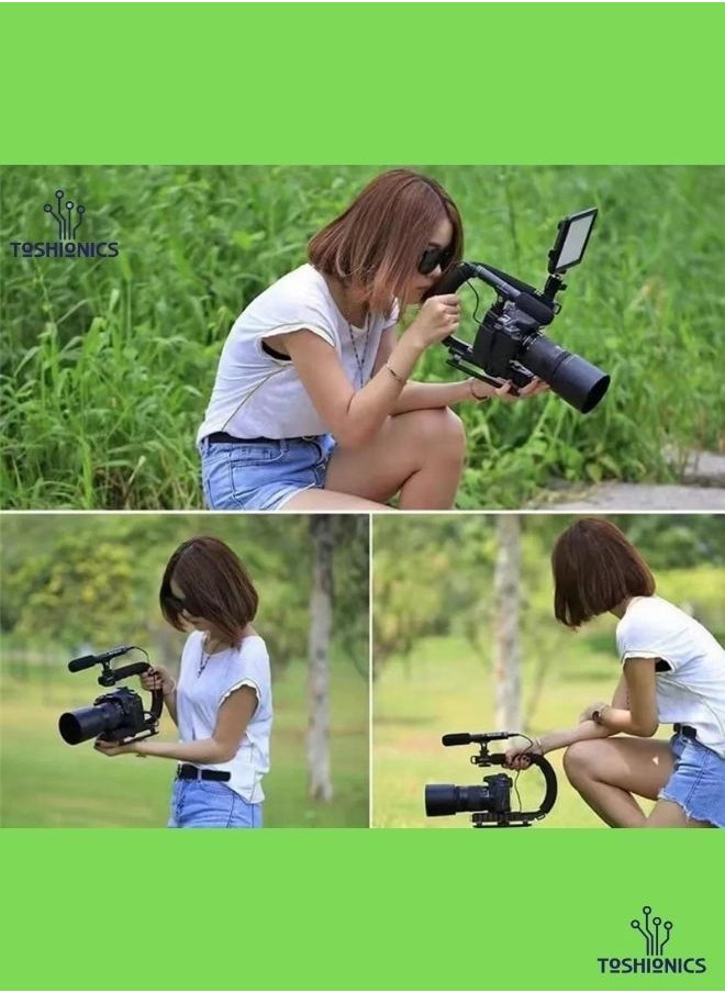 Vlogger Camera Bracket Stabilizer Kit For Vlogging video with LED Studio Light and Microphone