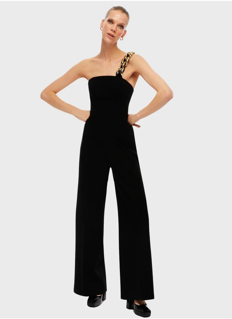 نوكتورن Chain Detail One Shoulder Jumpsuit