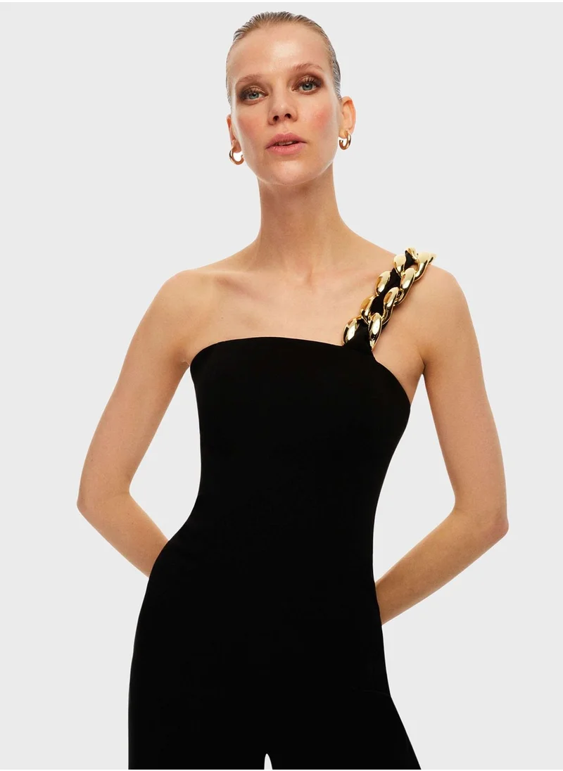نوكتورن Chain Detail One Shoulder Jumpsuit