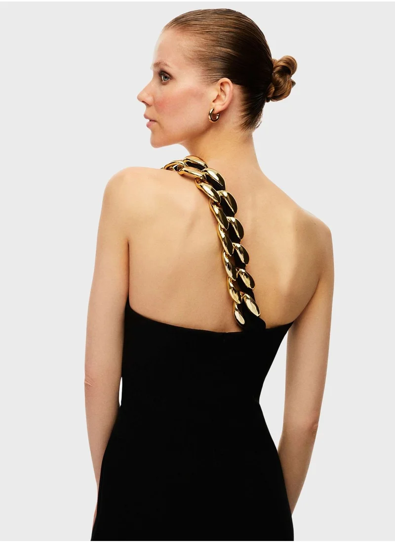 نوكتورن Chain Detail One Shoulder Jumpsuit