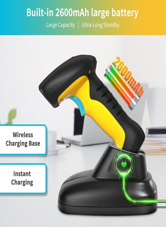 NETUM Upgraded QR Industrial Bluetooth Barcode Scanner with Charging Dock, Wireless 2D 1D Bar Code Reader 2600mAh Drop Protection Shock Dust Proof Hands Free for Windows Mac Android iOS (NT-1200) - Image 2