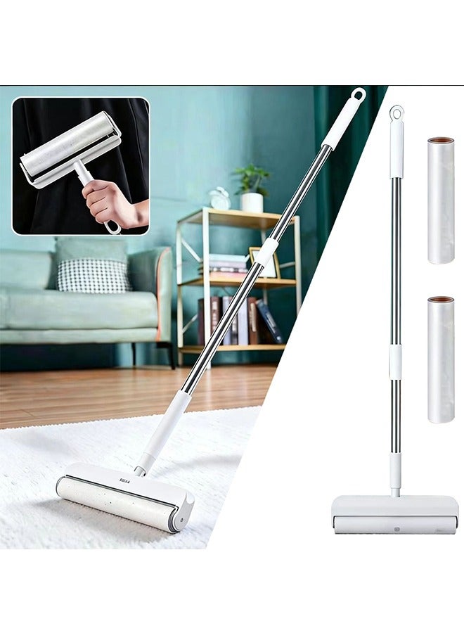 JCB CHIC Lint Rollers for Carpet, Pet Hair Roller, 9.45" Extra Wide Sticky Roller with 2 Refills(120 Sheets),Long Handle Sticky Mop ,One-Click Spring Button for Easy Refill Change, Sticky Rollers for Pet Hair, Floors - Image 1