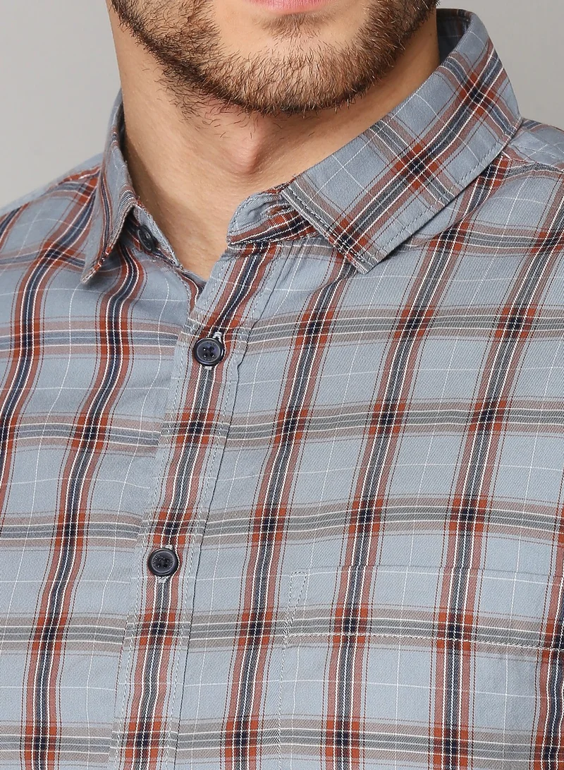 Dennis Lingo Slim Fit Grey Men's Solid Shirt, Spread Collar, Full Sleeves, 100% Cotton,