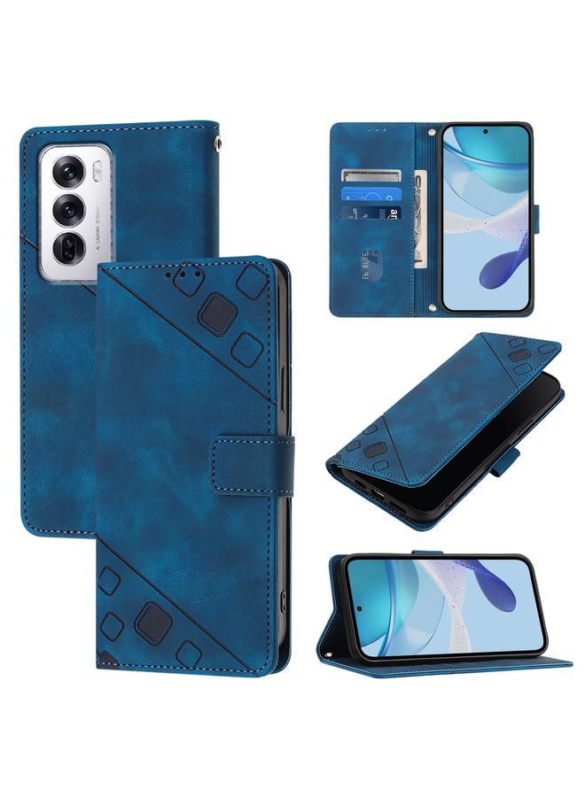 S-TOP Case For OPPO Reno12 5G Global Skin-feel Embossed Leather Phone Case - Image 1