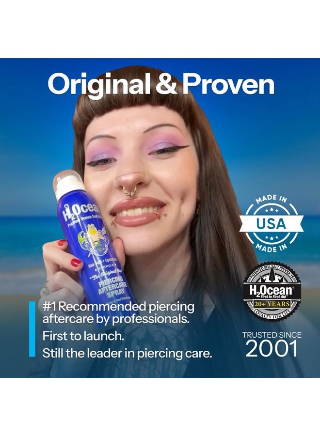 H2Ocean Piercing Aftercare Spray and Keloid Bump Removal– Sea Salt Spray for Body and Facial Piercings – Ear, Nose, Navel, Oral & Body Piercing Cleaner, Aftercare Solution for New Piercings– 4oz - Image 3
