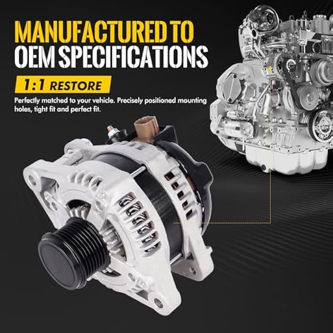 KUSATEC 270600P150 New Alternator Compatible with Toyota Avalon 05-18/Highlander 08-13/Venza 09-16; for Lexus ES350 07-18/RX350 07-09, V6 3.5L, 12V 130A CW 7-Groove Pulley, Replace# 11137N - Image 4