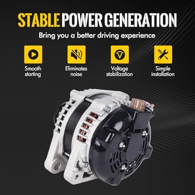 KUSATEC 270600P150 New Alternator Compatible with Toyota Avalon 05-18/Highlander 08-13/Venza 09-16; for Lexus ES350 07-18/RX350 07-09, V6 3.5L, 12V 130A CW 7-Groove Pulley, Replace# 11137N - Image 3