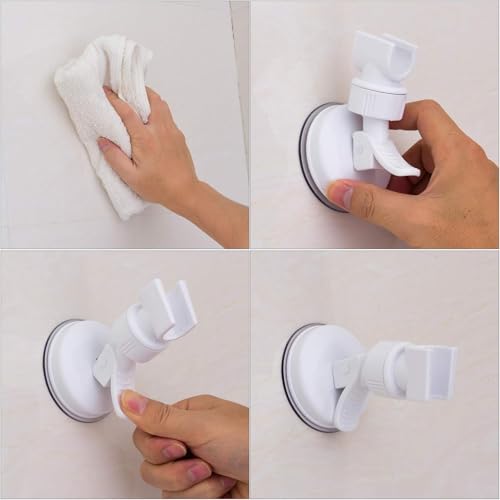 OUO Adjustable Shower Head Holder, Bathroom Suction Cup Handheld Shower Head Bracket, Removable Handheld Showerhead & Wall Mounted Suction Bracket (Pure White) - Image 4