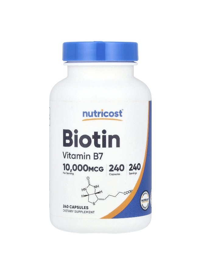 Nutricost, Biotin, 10,000 mcg, 240 Capsules - Image 1