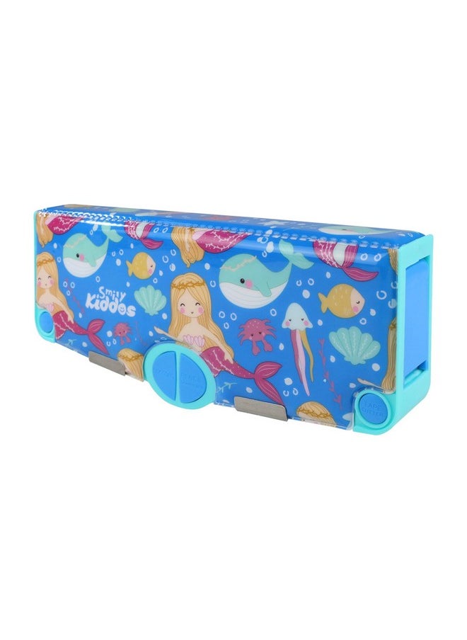 SMILY KIDDOS Smily Kiddos Multi Functional Pop Out Pencil Box for Kids Stationery for Children | 24.5 x 4 x 10cm | - Mermaid Theme - Blue  - Image 5