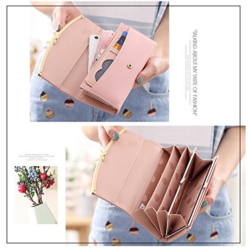 Woolala Women Cute Bowknot Wallet Trifold Large Capacity Long Purse - Image 5