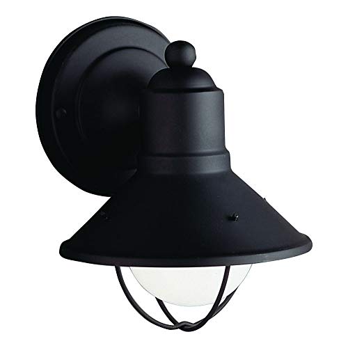 Kichler Seaside 7.5" 1 Light Outdoor Wall Light with Glass Globe Black - Image 5
